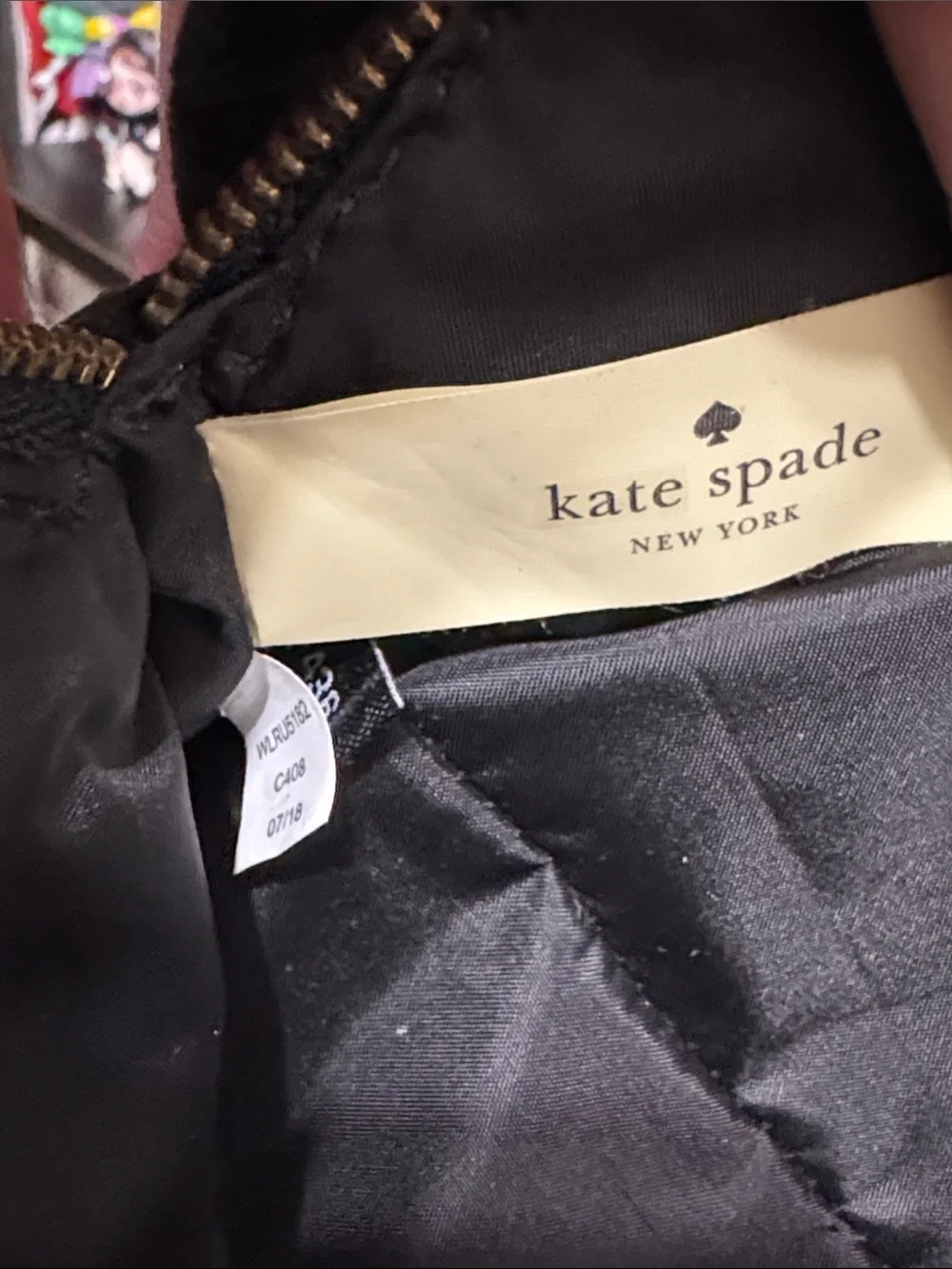 kate spade Black Velvet Ruffle small Cosmetic Bag